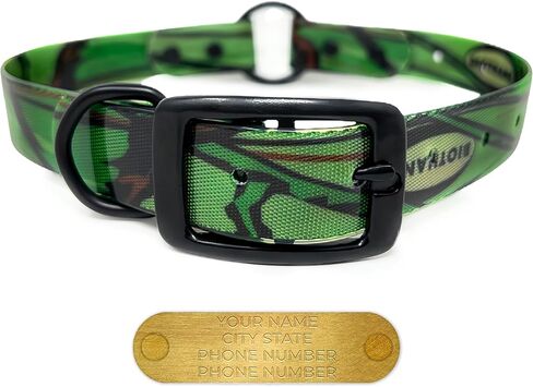 Regal Dog Products Medium Camo Hunting Dog Collar with Custom Engraved Name Plate and Heavy Duty Black Hardware Center Ring | Waterproof Personalized Dog Collars | Other Sizes for Small & Large & Dogs in Kuwait