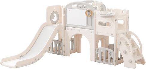 12 في 1 مسرحية صغيرة في الهواء الطلق مع أرجوحة ، ملعب للأطفال الصغار 1-3 ، مجموعة الأرجوحة والشرائح المتينة كرة السلة المتسلق بلاستيك دائمة كرة الصغار الداخلية للملعب المنزلي - اللون الأزرق الأحمر الأزرق in Kuwait