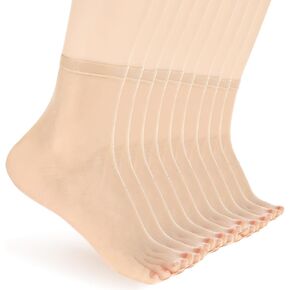 DIVINA VITAE 10 Pairs Black Sheer Socks Sheer Ankle Socks Thin Nylon Crystal Transparent Silky High Hosiery Sock Ultra-Thin No Show Elastic Low Cut Short Dress See Through Sock for Women in Kuwait