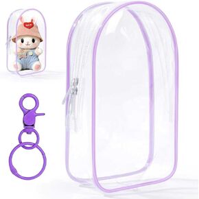 Clear Blind Box Display Pouch with Keychain - Plush Doll Storage Case for Collectible Figures & Small Charms in Saudi Arabia