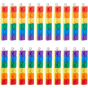 DICOSMETIC 20Pcs Building Block Charms Rainbow Color Opaque Acrylic Pendants Rectangle Building Block Charms with Iron Loop Bisexual Rainbow Pride Charms for Jewelry Making, Hole: 2mm in Kuwait