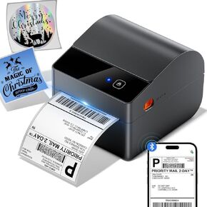 Asprink Bluetooth Shipping Label Printer 4x6 ، 2025 إصدارًا جديدًا للعلامة الحرارية مع صندوق تسمية مدمج للأعمال التجارية الصغيرة ، وحزم الشحن ، والمنزل ، والمكتب ، وتوافق مع Amazon و eBay و USPS in Kuwait