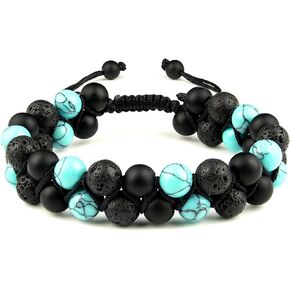 Triple Protection Stone Bracelet for Men/Women – Handmade with Tiger Eye, Black Onyx & Pyrite Stone, 8mm Healing Crystal Bracelet for Grounding, Luck & Positive Vibes in Saudi Arabia