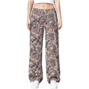 GORGLITTER Women's Camo Track Pants High Waisted Drawstring Baggy Wide Leg Sweatpants in Kuwait