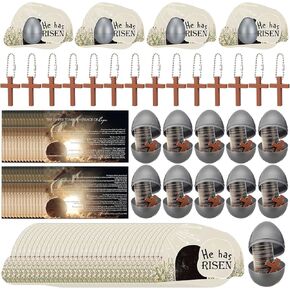 30 Sets/120 Pcs Easter Empty Tomb Egg He Has Risen Empty Tomb Card with Cross Beads Gospel Tracts Resurrection Religious Easter Egg for Kids Adult Sunday School Church Basket Stuffers in Kuwait