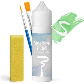 White Masking Fluid for Watercolor Painting 60ml, Resistant Ink and Pouring Paint, Watercolor Masking Fluid Keeps Areas Colorless and Edges Sharp in Kuwait
