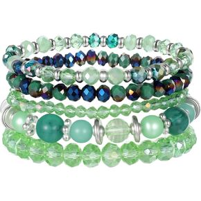 5pcs أساور للنساء للنساء ، سوار بذبيات الكريستال الزجاجية البوهيمية ، أساور بوهو ديسكو قابلة للتكديس ، هدية مجوهرات أرجوانية متعددة الطبقات للنساء ، عيد الأم in Kuwait