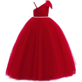 Tulle Flower Girls Dress One Shoulder Formal Princess Wedding Pageant Birthday Party Holiday Ball Gown Dresses in Kuwait