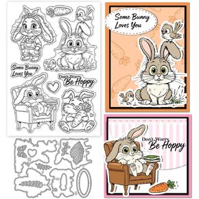 Globleland Retro Bunny Clear Stamps و Metal Die Cuts Easter Garland Stamprent Tramparent Sty in Kuwait