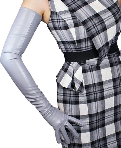 DooWay Women Super Long Leather Gloves Faux Lambskin Soft Warm Evening Costume Fashion Show Baby Blue 28 inches in Kuwait