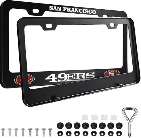 2PCS Black License Plate Frames, Car License Plate Bracket Holder, Premium Aluminum Alloy Weather Proof License Plate Covers with Screw Caps Cover Set Car Accessories in Saudi Arabia