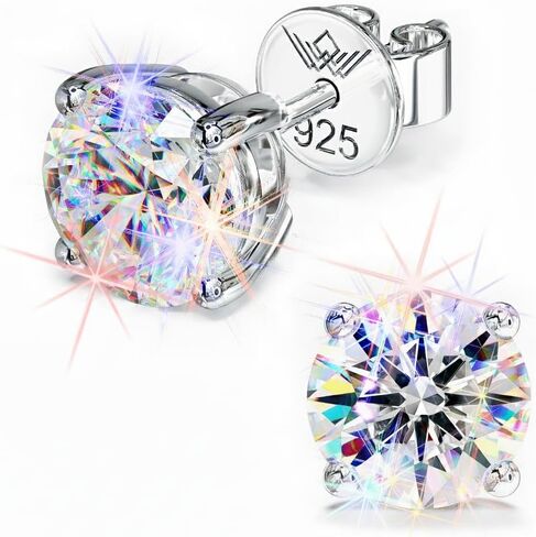 4mm 0.3 قيراط x2 d ألوان عديمة اللون مقطعة moissanite دفع الظهر 4 شق السلة 925 sterling in Saudi Arabia