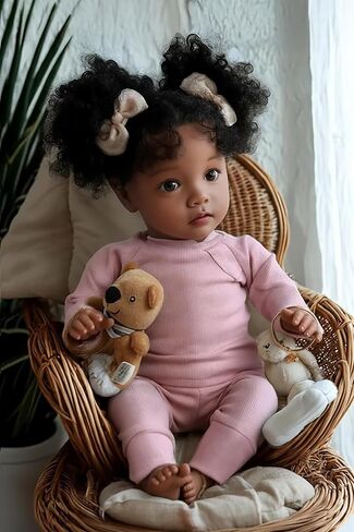 BABESIDE Lifelike Reborn Baby Dolls Daisy Black Girl - 20 بوصة جسم ناعم واقعي - دمى أطفال حديثي الولادة مصنوعة يدويًا من الحياة الحقيقية مع ملابس ولعبة هدية للأطفال في سن الأطفال in Kuwait