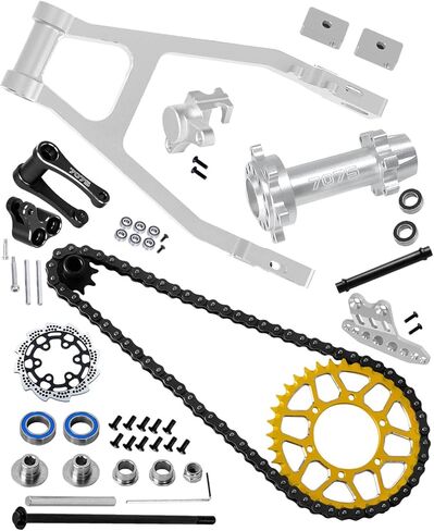 Roller Chain&Rear Swing Arm&Hub Chain Gears&Wheel Hub Hex&Caliper&Brake Disk&Front Sprocket&Chain Guard Protector&Knuckle&Pull Rod Parts for LOSI 1/4 Promoto-MX Motorcycle RTR FXR,Navy Blue in Kuwait