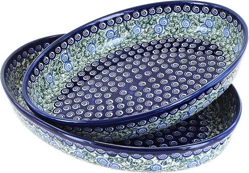 Blue Rose Polish Pottery Grapes Oval Baker Set in Kuwait