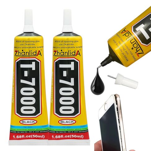 T-7000 Black Adhesive Glue for Phone, Adhesive Glues for Cell Phones Screen Repair Glass Jewelry Wood Crafts Metal Stone (50 ML*2/1.68 oz) in Saudi Arabia