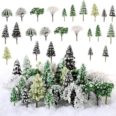 28 Pcs Model Trees Fake Miniature Trees Diorama Trees Supplies Train Model Scenery Supplies Miniature Garden Accessories with Faux Moss Tiny Trees for Crafts DIY Projects Landscape Fairy in Kuwait