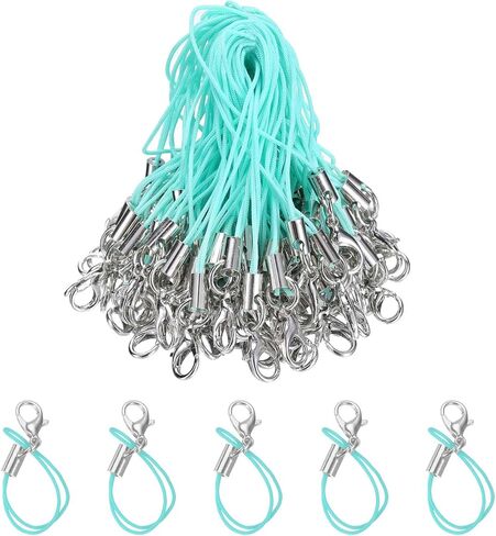 HARFINGTON 200Pcs Clasp Cords Clasp Strap Lanyard Charm Short Finger Rope with Lobster Clasp for Cellphone Cases Keychain DIY Jewelry Making, White in Saudi Arabia