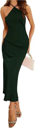 Soly Hux Women Women's Cami Dress Ulicivesless Hombless Bodycon Cocktail Party Satin Long Dresses in Kuwait
