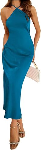 Soly Hux Women Women's Cami Dress Ulicivesless Hombless Bodycon Cocktail Party Satin Long Dresses in Kuwait