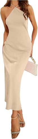 Soly Hux Women Women's Cami Dress Ulicivesless Hombless Bodycon Cocktail Party Satin Long Dresses in Kuwait