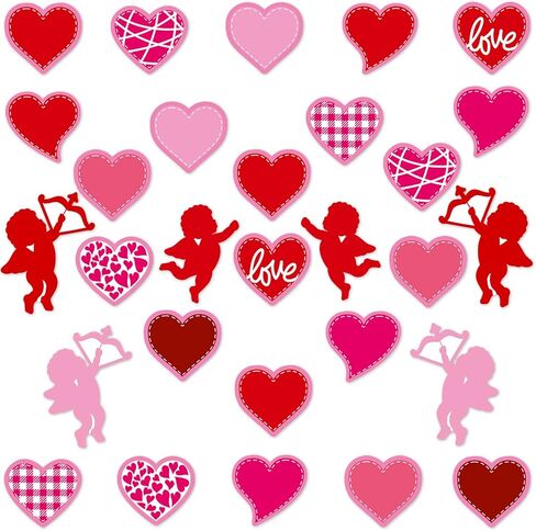 60 Pcs Valentine's Day Classroom Bulletin Border Decoration Cutouts Colorful Hearts Cupid Cutouts for Valentines Day Classroom Holiday Bulletin Border Wall Decor(Glitter Heart) in Kuwait