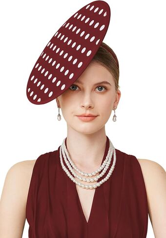 Coucoland Fascinators Hats for Women - Tea Party Cocktail Fascinator Polka Dot Flat Kentucky Derby Vintage Hat for Party in Kuwait