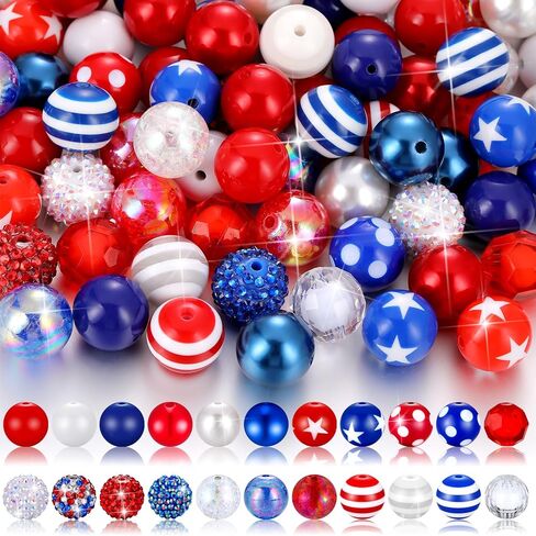 Poen 100 Pcs St. Patricks Day 20 mm Bubblegum Beads Set Bulk Mixed Saint Patrick's Day Green Beads for Jewelry Making Green White Chunky Necklace Craft Holiday Supplies in Kuwait