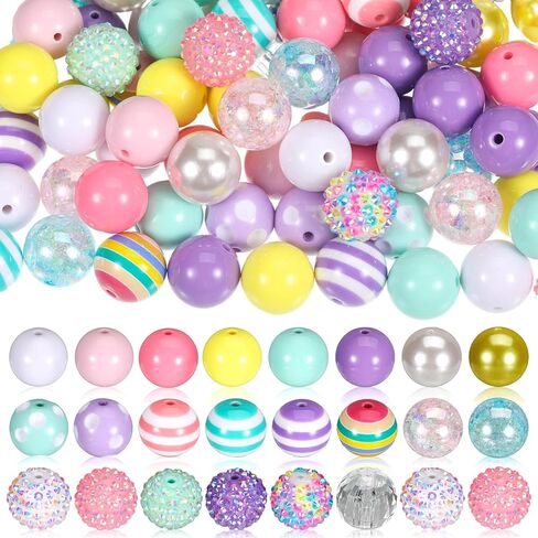 Poen 100 Pcs St. Patricks Day 20 mm Bubblegum Beads Set Bulk Mixed Saint Patrick's Day Green Beads for Jewelry Making Green White Chunky Necklace Craft Holiday Supplies in Kuwait