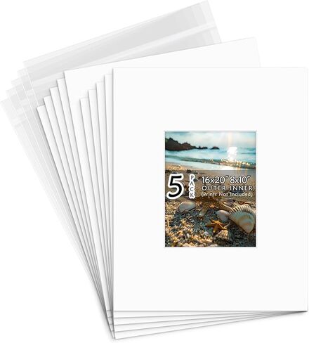 Golden State Art ، حمض خالي من الأحماض ، حزمة من 25 ، 11x14 الحصير البيضاء ماتس مع قطع بيضاء مستحضرات 8x10 Photo + Backing + Bags in Kuwait
