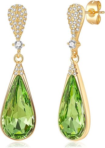 Austrian Crystal Teardrop Dangle Drop Earrings for Women 14K Gold Plated Hypoallergenic Jewelry Gift in Saudi Arabia