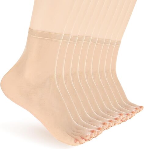 DIVINA VITAE 10 Pairs Black Sheer Socks Sheer Ankle Socks Thin Nylon Crystal Transparent Silky High Hosiery Sock Ultra-Thin No Show Elastic Low Cut Short Dress See Through Sock for Women in Saudi Arabia