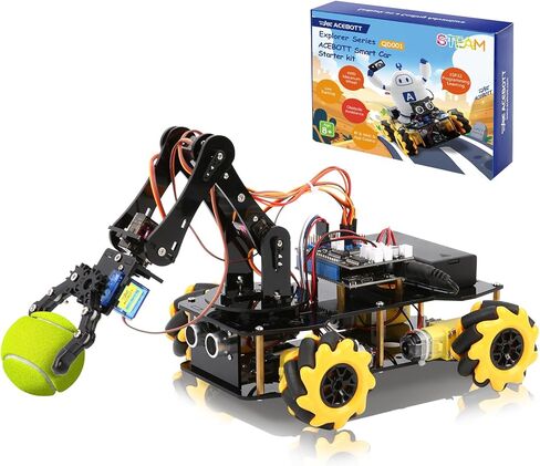 Smart Robot Tank Car Kit, 4WD Remote Control Car Compatible with Arduino IDE, Electronic Programming Project/STEM Education/Science Coding Kit for 12+ Teens Adults Unique Gifts in Kuwait