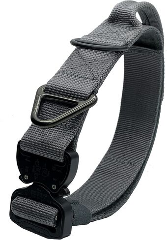 طوق كوبرا بإبزيم للكلاب شديدة التحمل للكلاب الكبيرة K9 والكلاب العسكرية صنع في الولايات المتحدة الأمريكية (كبير بمقبض، أسود) in Kuwait