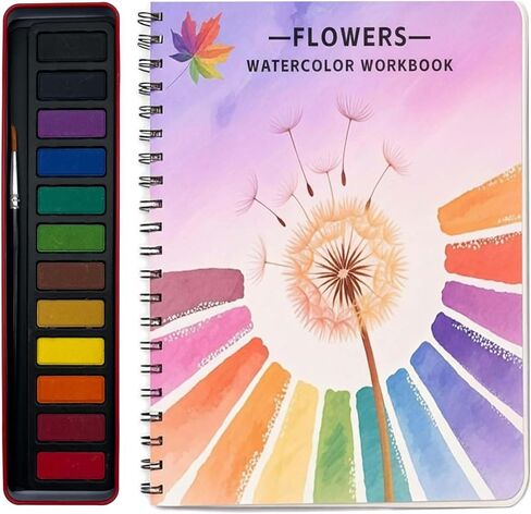 Watercolor Workbooks, Beginner Watercolor Painting Kit – 12 Colors Paint Set with Brush in Saudi Arabia