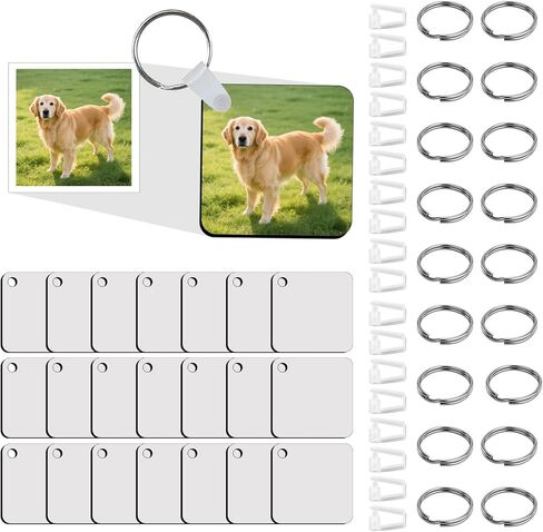 60 pcs تسامي سلسلة مفاتيح الفراغات زخرفة كبيرة المستطيل مزدوج الجوانب الحرارية الطباعة MDF تسامي سلسلة مفاتيح فارغة in Saudi Arabia