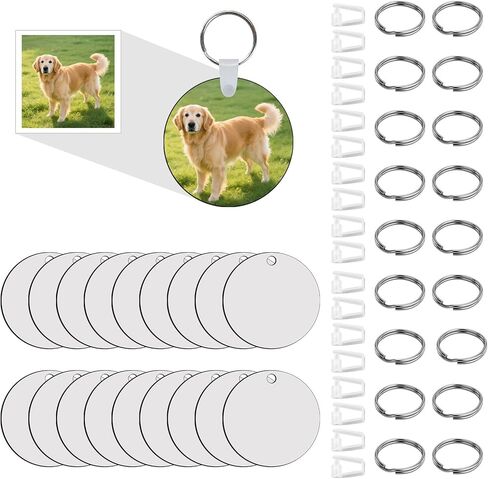 60 Pcs Sublimation Keychain Blanks Ornament bulk Rectangle Double sided Heat Press Printing MDF Sublimation Blank key chain in Saudi Arabia