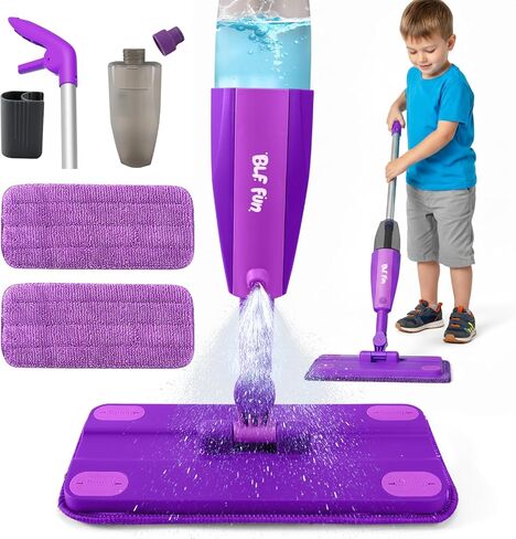 Mini Kids يرش Mop ، ألعاب Kids Mop مع بخاخ مياه حقيقي ، أطفال تنظيف الأطفال للأرضيات ، هدايا أعياد الميلاد للبنين والبنات 3 4 5 6 ، الأرجواني in Kuwait