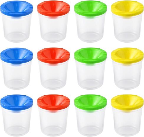 No Spill Paint Cups, 24pcs Paint Cups with Lids for Kids Suitable for Kids Paint, Spill Proof Paint Cups are Ideal for Classroom Art Supplies and Crafts, Durable Paint Cups with Lids(4 Colors) in Saudi Arabia