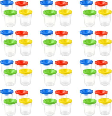 No Spill Paint Cups, 24pcs Paint Cups with Lids for Kids Suitable for Kids Paint, Spill Proof Paint Cups are Ideal for Classroom Art Supplies and Crafts, Durable Paint Cups with Lids(4 Colors) in Saudi Arabia
