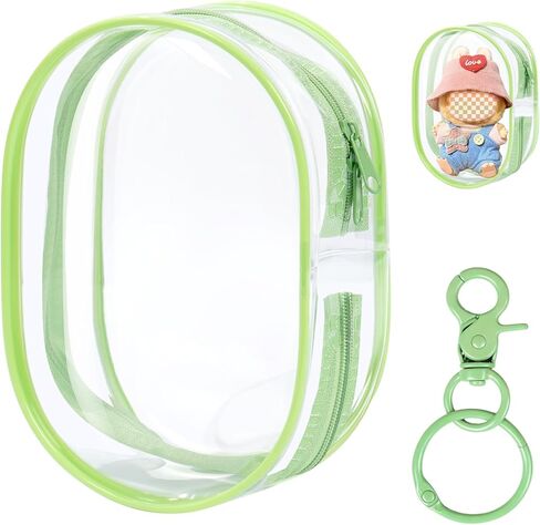 Clear Blind Box Display Pouch with Keychain - Plush Doll Storage Case for Collectible Figures & Small Charms in Saudi Arabia