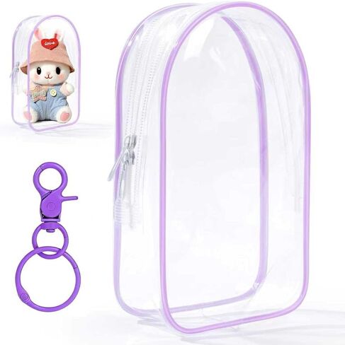Clear Blind Box Display Pouch with keychain - Plush Doll Storage Case for Actible Tigs and Small Charms in Saudi Arabia