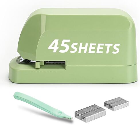 تشمل حزمة قيمة Stapler الكهربائية الثقيلة ، 45 ورقة ، 1500 مزيل Staples & Staple ، NO-JAM ، Stapling أسرع ، سطح مكتب دباسة تلقائي ، محول AC مدعوم (أسود) in Kuwait