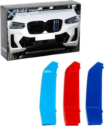 x xotic tech M-Colored Tri Grille Insert Trims Strips, Front Center Kidney Grilles Compatible with BMW LCI G01 X3, G02 X4 2022 2023 Standard Grill 7-Beam Bars, Not for 2022 X3 X4 M40i in Saudi Arabia