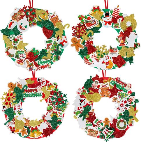 Openfly 12 Sets Easter Wreath Signs Decorations DIY Foam Easter Craft, Easter Foam Crafts Stickers Bunny Eggs Chicks Flowers DIY Easter Foam for Boys Girls Spring Classroom Home Activity in Kuwait