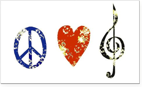 CafePress Peace, Love, Handbells Rectangle Car Bumper Magnet in Saudi Arabia