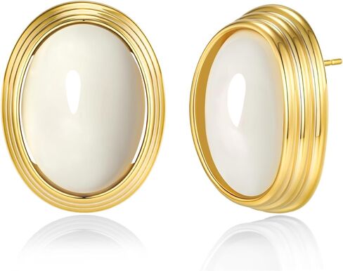 Gold Maroon Red Carnelian Round Oval Ribbed Button Chunky Statement Earrings for Women by SNGIA, Bold Handmade Exaggerated Dome Retro Rounded Button Trendy Bohemian Gemstone Stud Jewelry Gifts, Unique Vintage Baroque Stone Summer Beach Fashion Earrings Ac in Kuwait