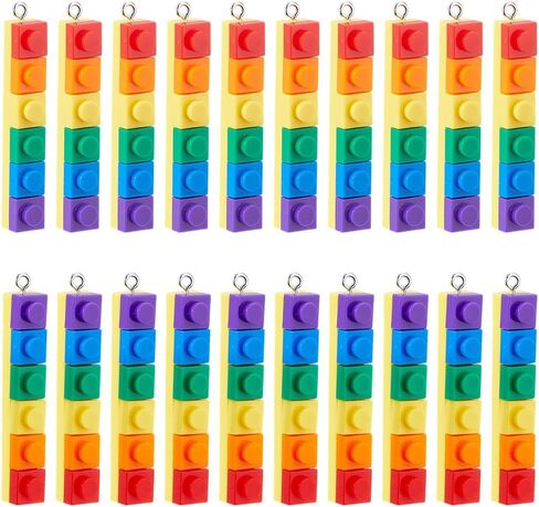 DICOSMETIC 20Pcs Building Block Charms Rainbow Color Opaque Acrylic Pendants Rectangle Building Block Charms with Iron Loop Bisexual Rainbow Pride Charms for Jewelry Making, Hole: 2mm in Kuwait
