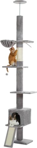 Pequlti Cat Tree Tree إلى السقف ، برج Cat طويل القامة ، ارتفاع قابل للتعديل (83 ''-108 '') in Kuwait