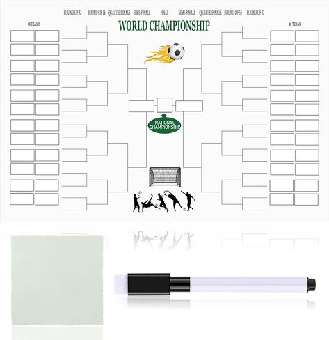 Tournament Bracket Dry Erase Board Set Includes 16.5 x 24.0 Inch Reusable Dry Erase Bracket Board with Marker Pen Cloth Eraser for School Classroom Sports Game Favors(Basketball) in Kuwait